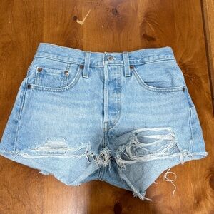 Levi’s Light Blue Distressed Shorts